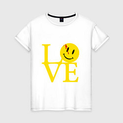 Футболка хлопковая женская Smile love, цвет: белый