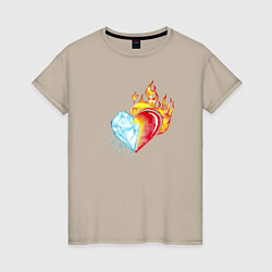 Женская футболка Лёд и пламя Сердце