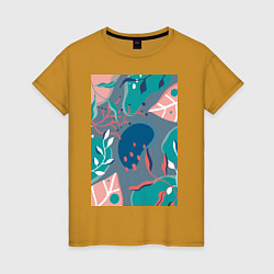 Женская футболка Растительный узор в стиле ретро-футуризм