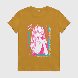 Футболка хлопковая женская Zero Two anime, цвет: горчичный