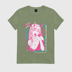 Футболка хлопковая женская Zero Two anime, цвет: авокадо