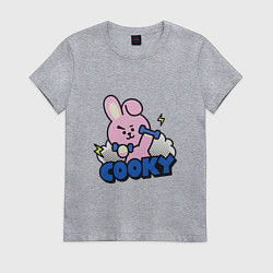 Футболка хлопковая женская Cooky BT21 Jungkook, цвет: меланж