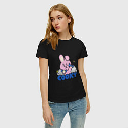 Футболка хлопковая женская Cooky BT21 Jungkook, цвет: черный — фото 2