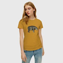 Футболка хлопковая женская Hippopotamus, цвет: горчичный — фото 2
