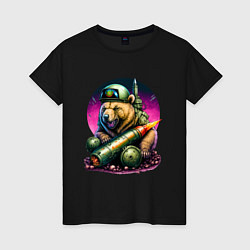 Женская футболка Боевой медведь ракетчик