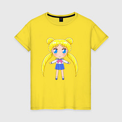 Футболка хлопковая женская Sailor moon chibi, цвет: желтый