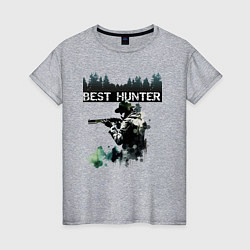 Женская футболка Лучший охотник на фоне леса