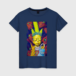 Женская футболка Bart and blue cat - neural network - fantasy