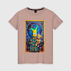Женская футболка Bart Simpson and cats - нейросеть - плакат