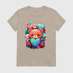 Женская футболка Медведи и сердечки