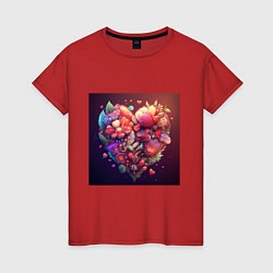 Женская футболка Цветочное сердце на День Святого валентина