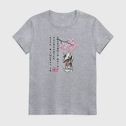 Футболка хлопковая женская Путь в тысячу ли начинается с первого шага, цвет: меланж