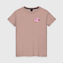 Женская футболка Розовый пегас-единорог