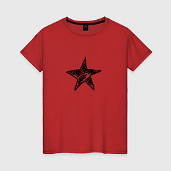 Футболка хлопковая женская Черная звезда, цвет: красный