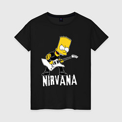 Женская футболка Нирвана Барт Симпсон рокер