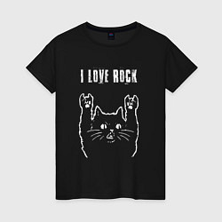 Женская футболка I love rock рок кот