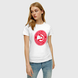 Футболка хлопковая женская Atlanta hawks basketball, цвет: белый — фото 2