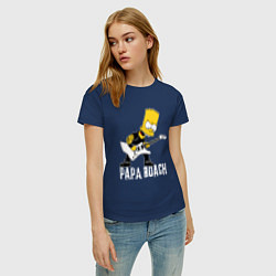 Футболка хлопковая женская Papa Roach Барт Симпсон рокер, цвет: тёмно-синий — фото 2