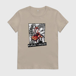 Женская футболка Куруми Токисаки на фоне манги