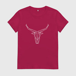 Женская футболка Белая полигональная голова быка