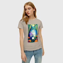 Футболка хлопковая женская My neighbor Totoro - neural network - art, цвет: миндальный — фото 2