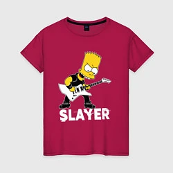 Футболка хлопковая женская Slayer Барт Симпсон рокер, цвет: маджента