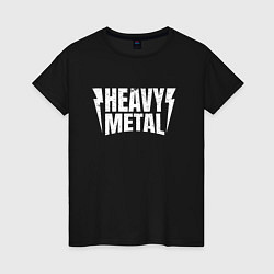 Женская футболка Heavy metal надпись с молниями