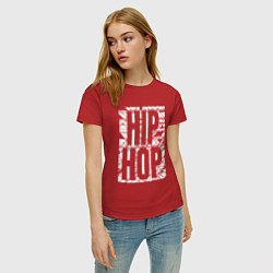 Футболка хлопковая женская Hip hop большая поцарапанная надпись, цвет: красный — фото 2