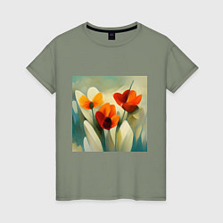 Женская футболка Тюльпаны в стиле импрессионизм