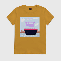 Женская футболка Корабль двухъярусный с трубами