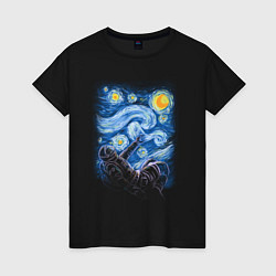 Женская футболка Звёздная ночь и космонавт