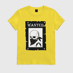 Футболка хлопковая женская Череп wanted, цвет: желтый
