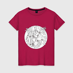Женская футболка Раскрась сам картинка-раскраска Тропики