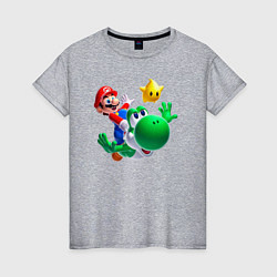 Женская футболка Марио, Йоши и звезда