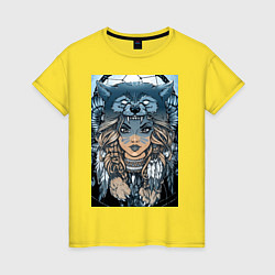 Женская футболка Девушка волчица