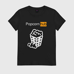 Футболка хлопковая женская Popocorn hub, цвет: черный