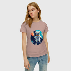 Футболка хлопковая женская Космическая коала, цвет: пыльно-розовый — фото 2