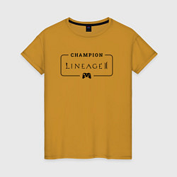 Футболка хлопковая женская Lineage 2 gaming champion: рамка с лого и джойстик, цвет: горчичный