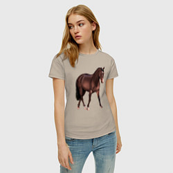 Футболка хлопковая женская Австралийская пастушья лошадь, цвет: миндальный — фото 2