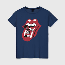 Футболка хлопковая женская Rolling stones pills, цвет: тёмно-синий