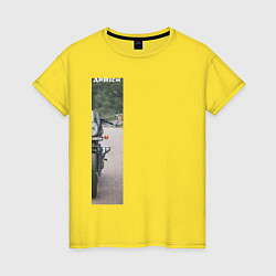 Футболка хлопковая женская Moto Arrich, цвет: желтый