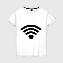 Футболка хлопковая женская Wi-Fi Love, цвет: белый