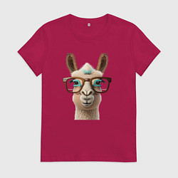 Женская футболка Умная лама в очках