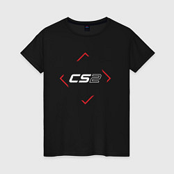 Женская футболка Символ Counter Strike 2 в красном ромбе