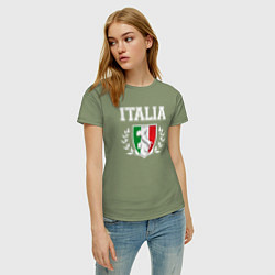 Футболка хлопковая женская Italy map, цвет: авокадо — фото 2