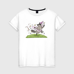 Женская футболка Енот цветочная фея