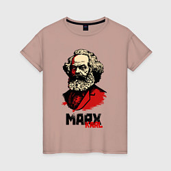 Футболка хлопковая женская Karl Marx - 3 цвета, цвет: пыльно-розовый