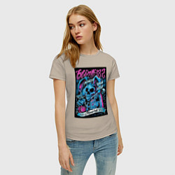 Футболка хлопковая женская Blink 182 рок группа, цвет: миндальный — фото 2