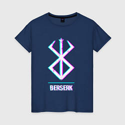 Футболка хлопковая женская Символ Berserk в стиле glitch, цвет: тёмно-синий