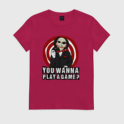 Футболка хлопковая женская You wanna play a game, цвет: маджента